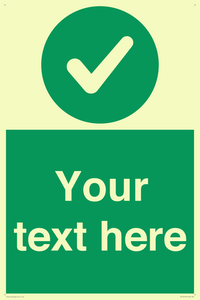 Custom green background, green circle with tick